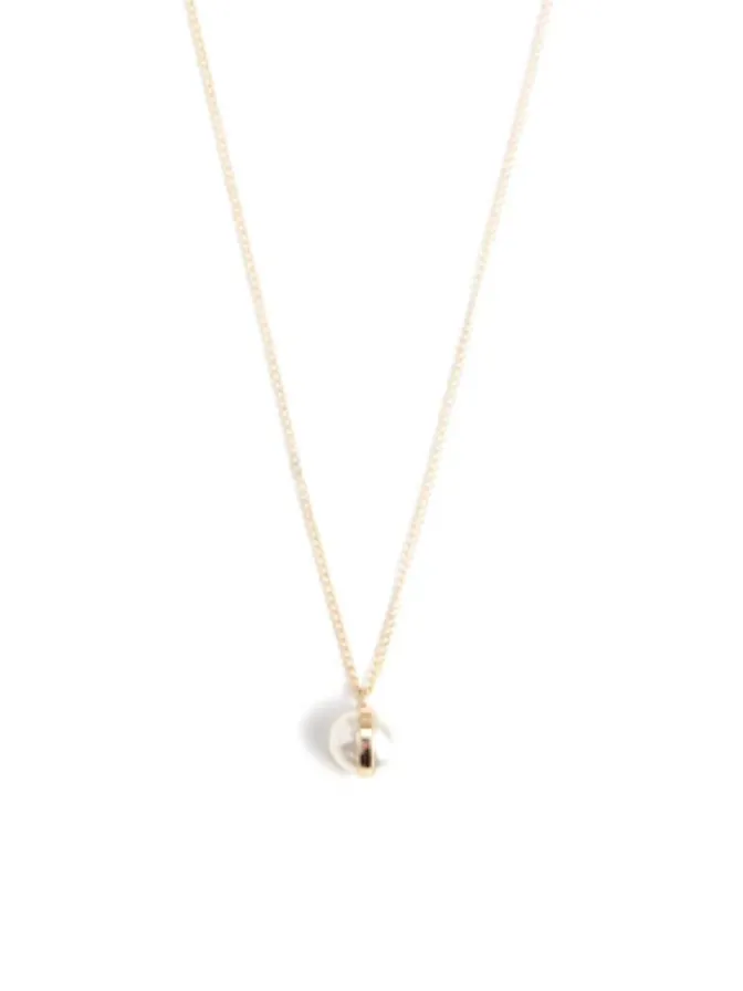 14k Gold Bezel Wrapped Pearl Necklace
