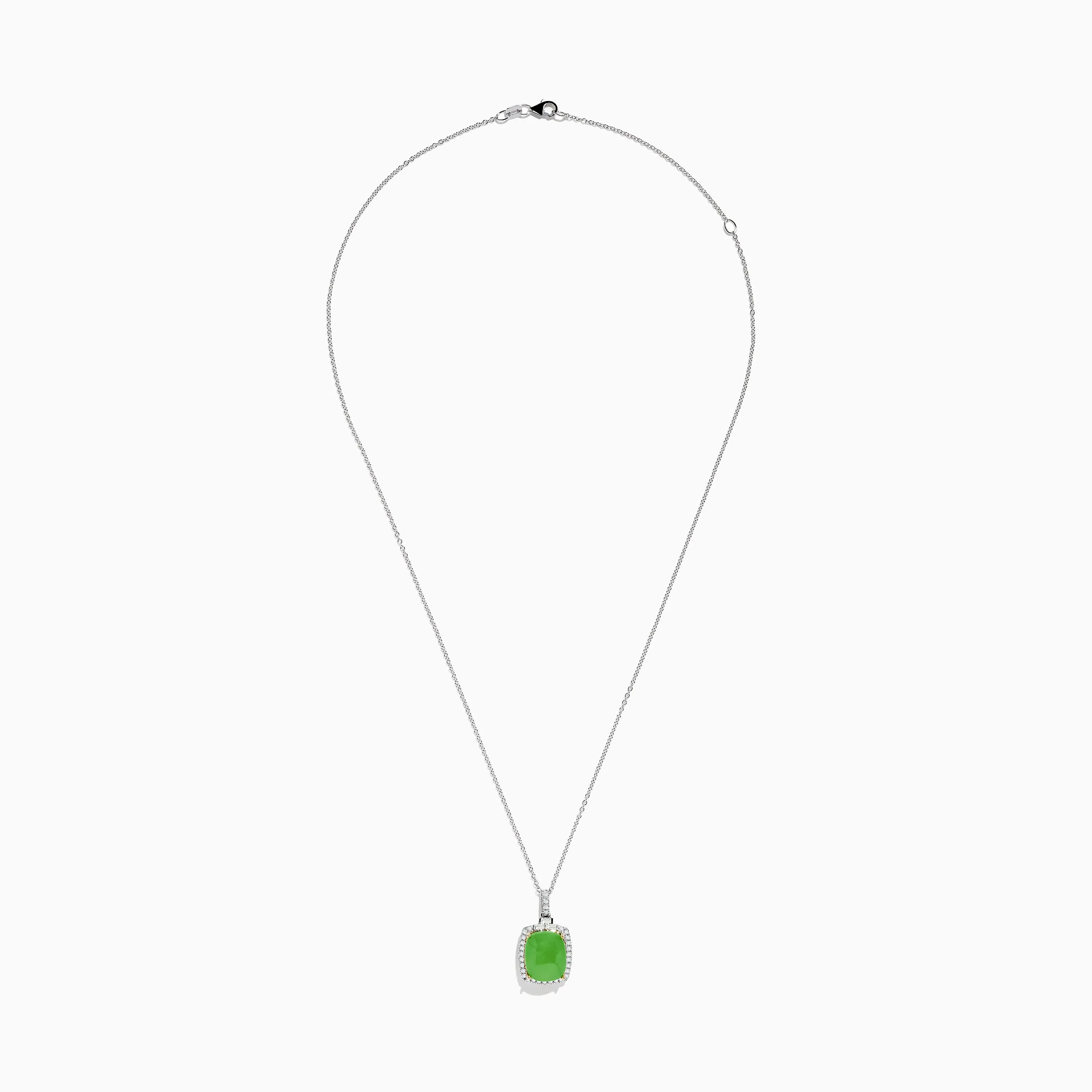 14K Two-Tone Gold Jade and Diamond Pendant