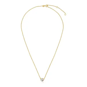 14k Yellow Gold 17 inch Necklace with Round White Topazrx90774-17-rx90774-17