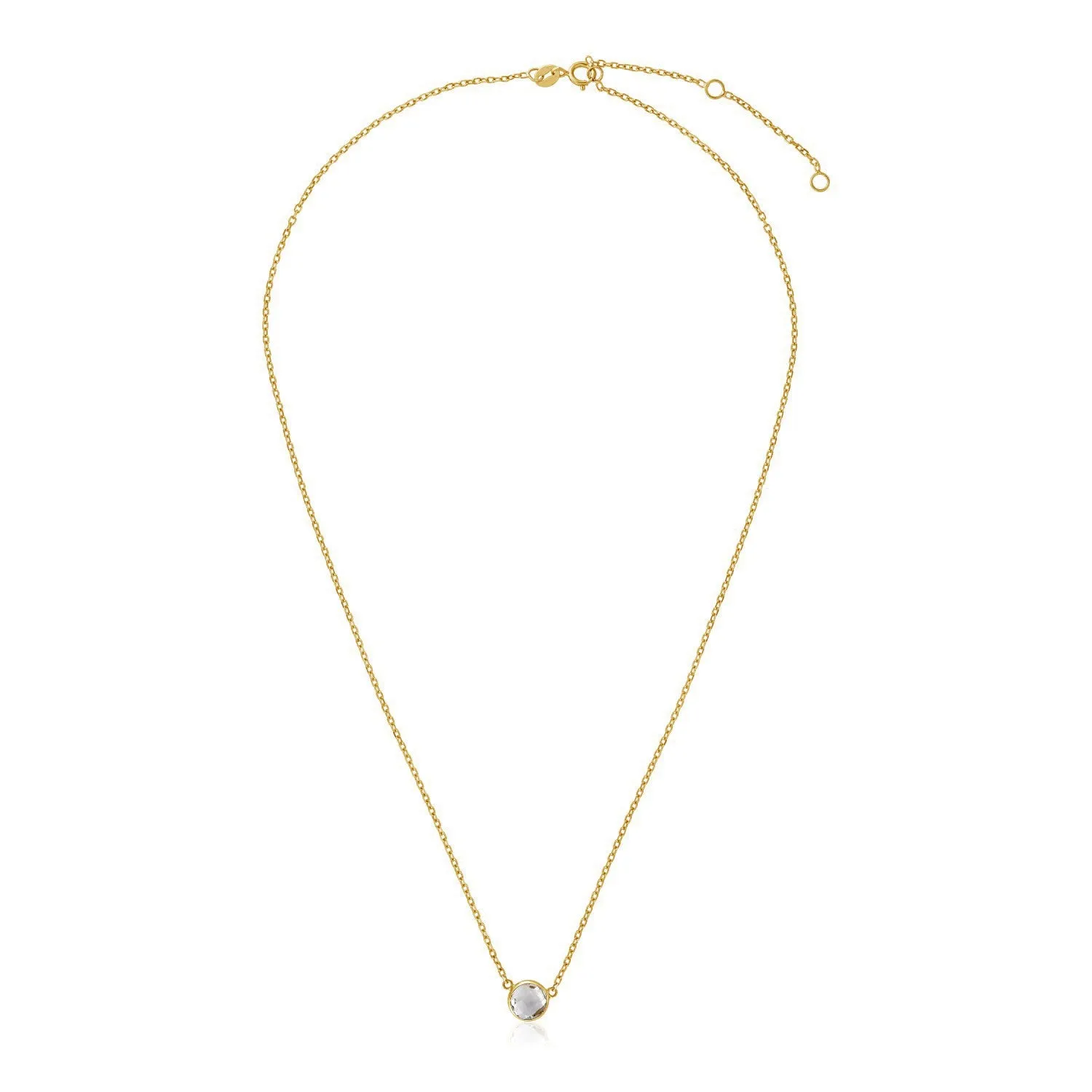 14k Yellow Gold 17 inch Necklace with Round White Topazrx90774-17-rx90774-17