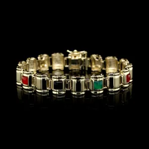 14K Yellow Gold Estate Hardstone Bracelet
