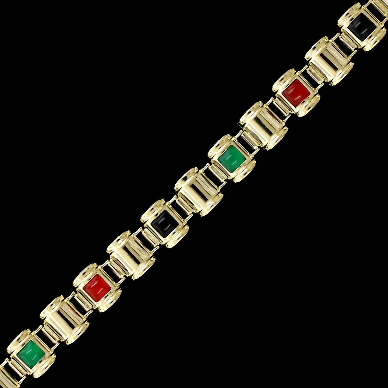 14K Yellow Gold Estate Hardstone Bracelet