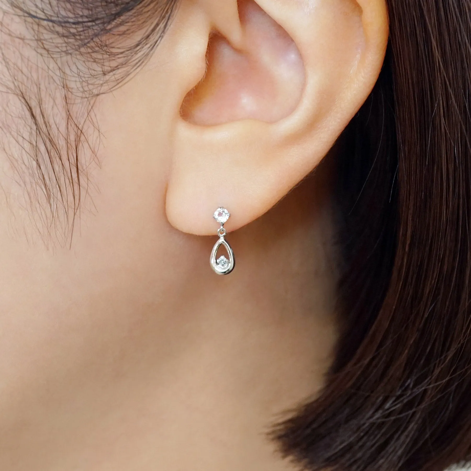 14K/10K Diamond Drop Swinging Earrings (White Gold)