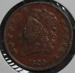 1829 Classic Half Cent AU-58