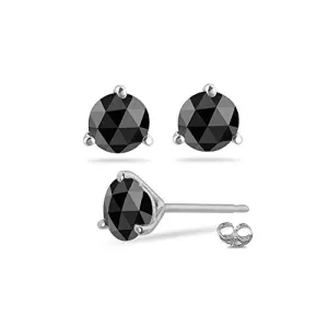 1.95-2.44 Cts of 5.70-7.13 mm AAA Round Rose Cut Black Diamond Stud Earrings in Platinum {DIAMOND APPRAISAL INCLUDED}