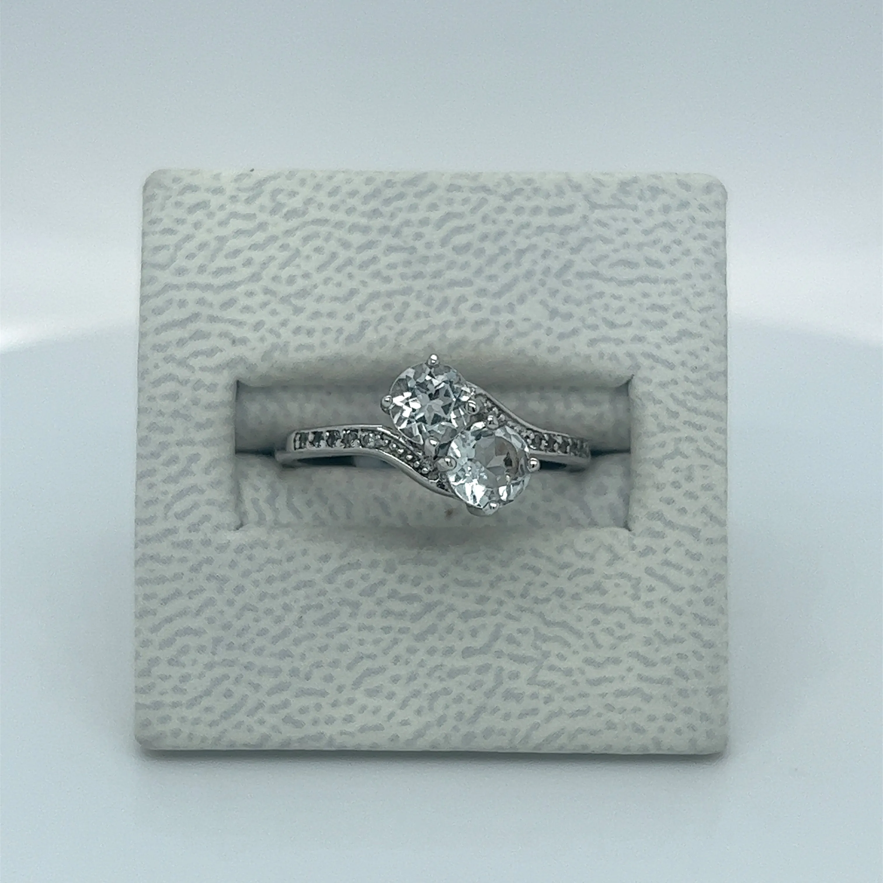 2-Stone Sterling Silver and White Topaz Ring