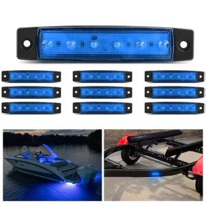 3.8 Inch 6 LEDs Blue Side Marker Lights (10 Pcs)