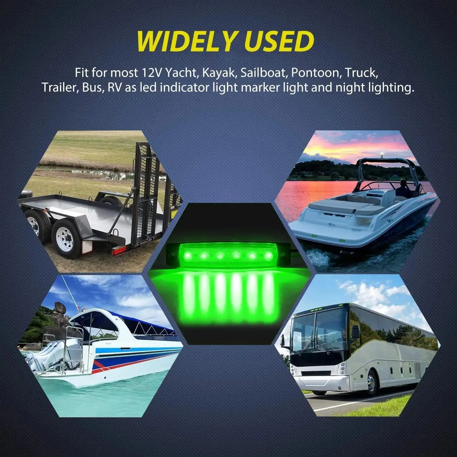 3.8 Inch 6 LEDs Red Green Side Marker Lights (10 Pcs)