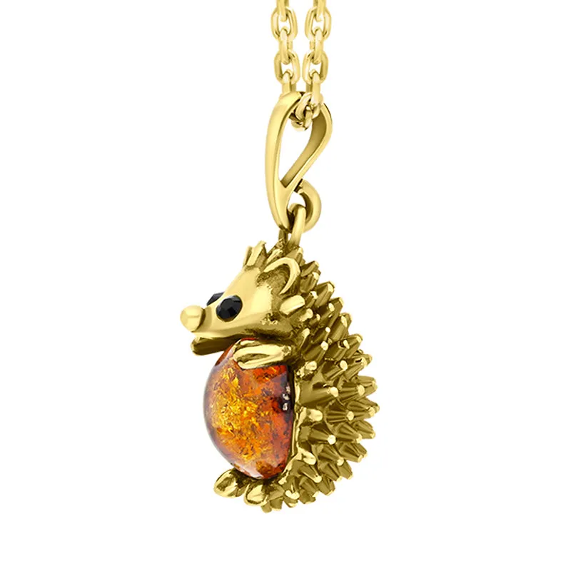 9ct Yellow Gold Amber Medium Hedgehog Necklace