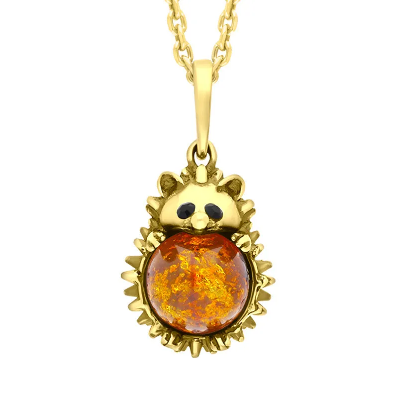 9ct Yellow Gold Amber Medium Hedgehog Necklace