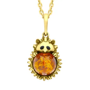 9ct Yellow Gold Amber Medium Hedgehog Necklace