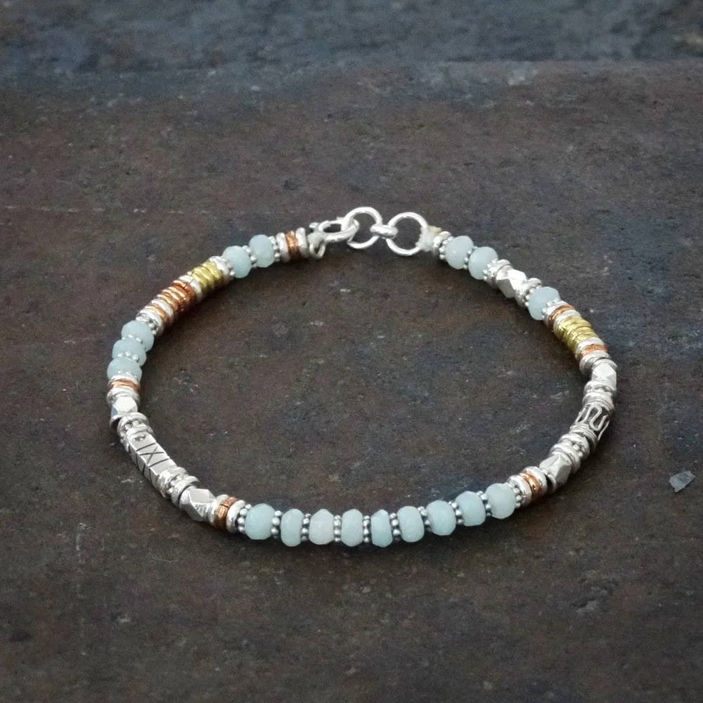 Amazonite and Mixed Metals Bracelet