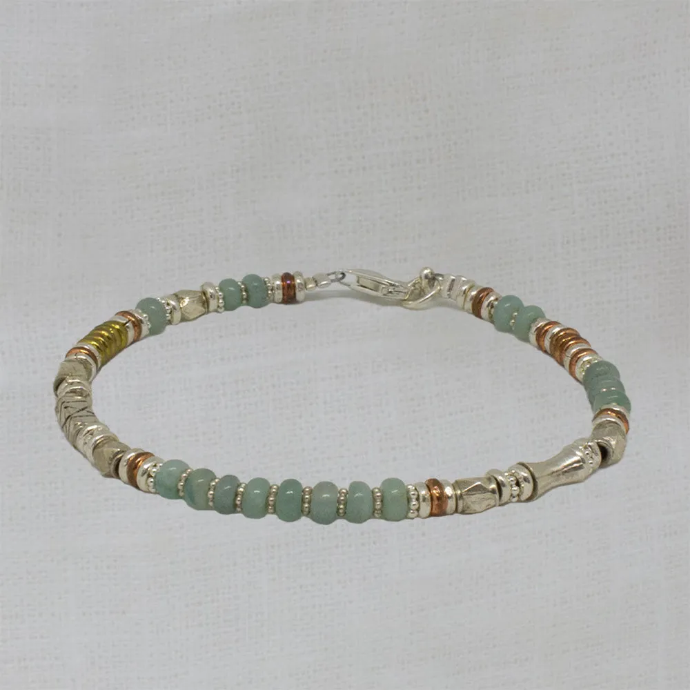 Amazonite and Mixed Metals Bracelet