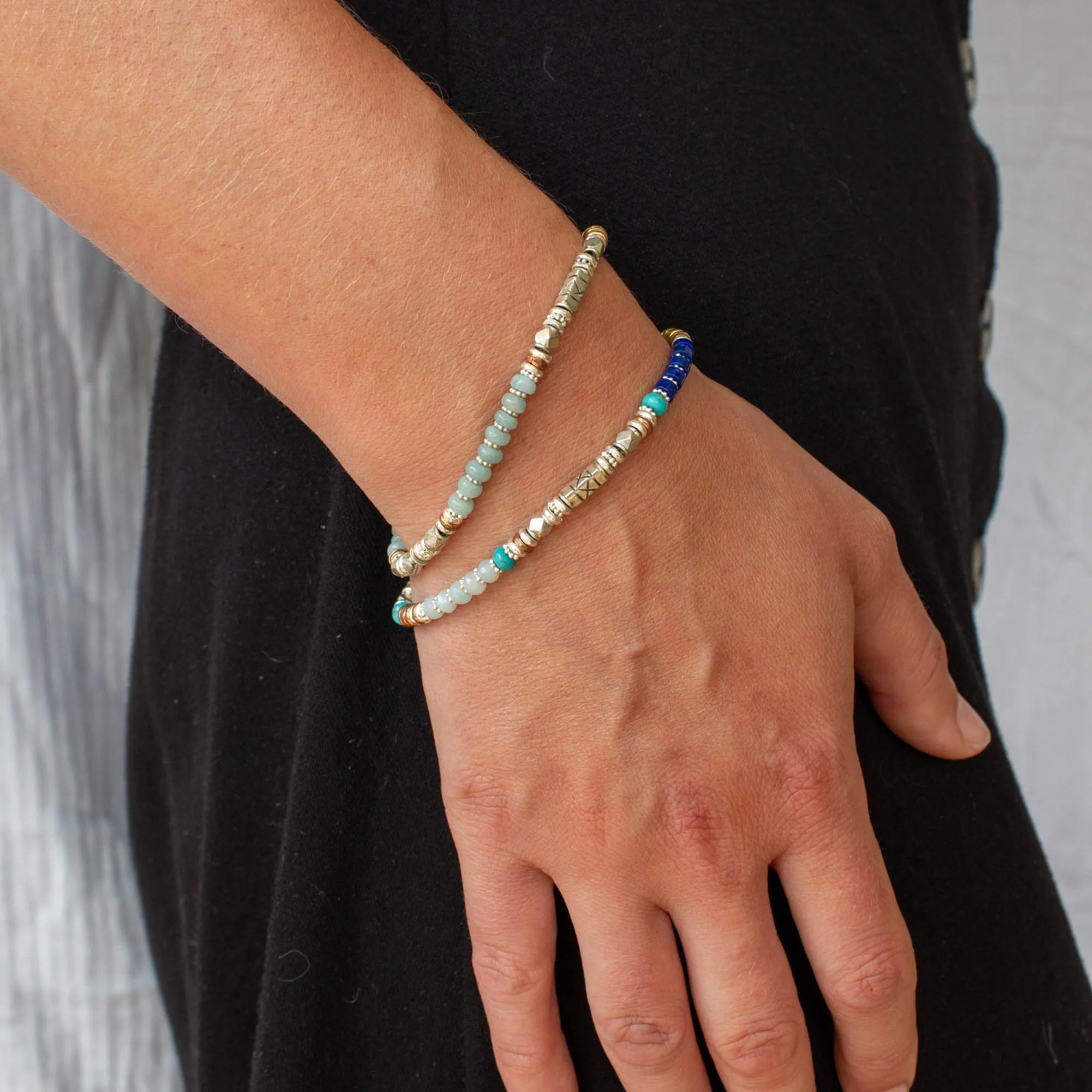 Amazonite and Mixed Metals Bracelet