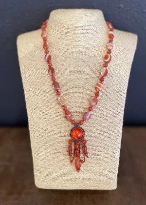 Amber and Carnelian Necklace, by Jovanna Poblano