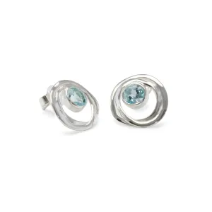 Banyan Blue Topaz Sterling Silver Loop Stud