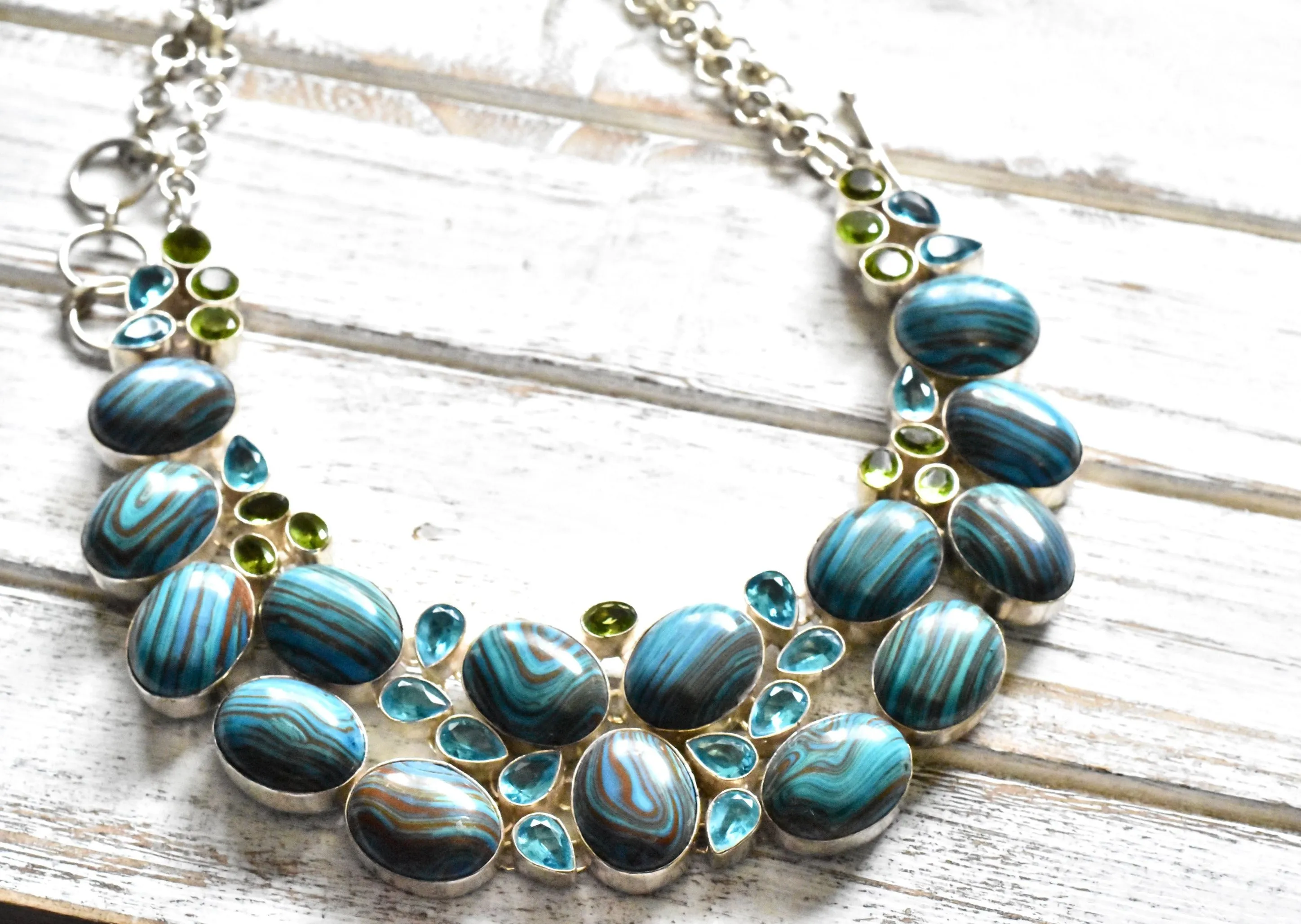 Blue Calsilica Blue Topaz Necklace