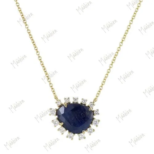 Blue Sapphire Free Form Necklace