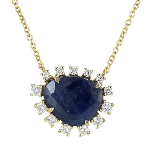 Blue Sapphire Free Form Necklace