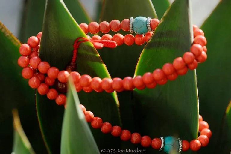 Coral Colored Mala with Spacers