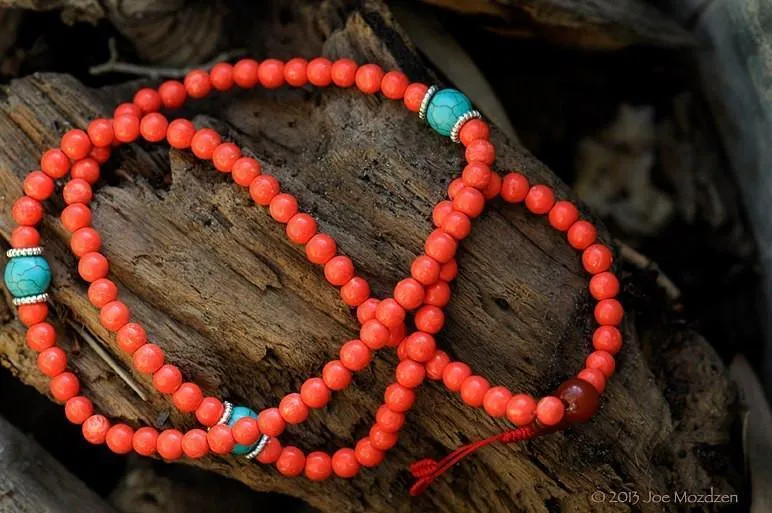 Coral Colored Mala with Spacers