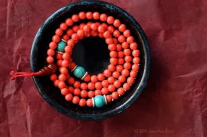 Coral Colored Mala with Spacers