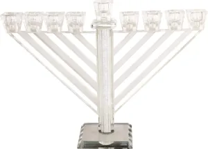 Crystal Menorah 21cm- Chabad Inlaid With Stones