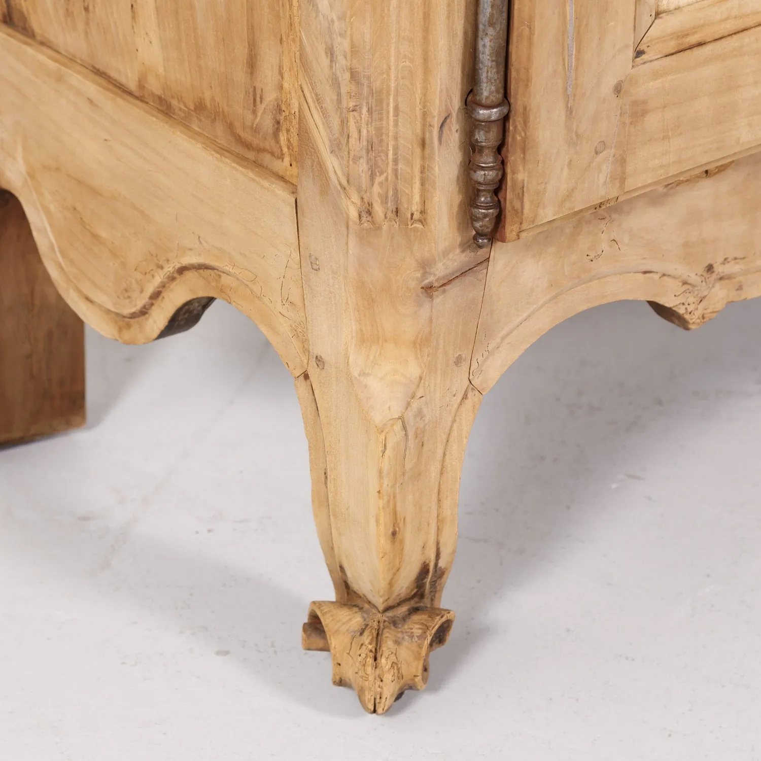 Early 19th Century French Country Louis XV Style Bleached Cherry Buffet with Fruitwood Inlay
