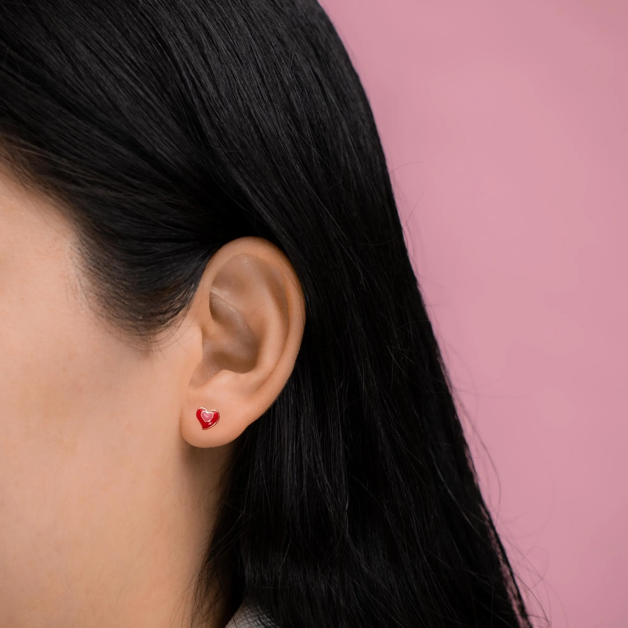 Enamel Heart Earrings