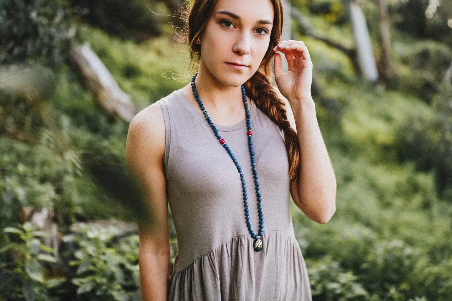 Enlightened Matte Lapis Pendant Mala