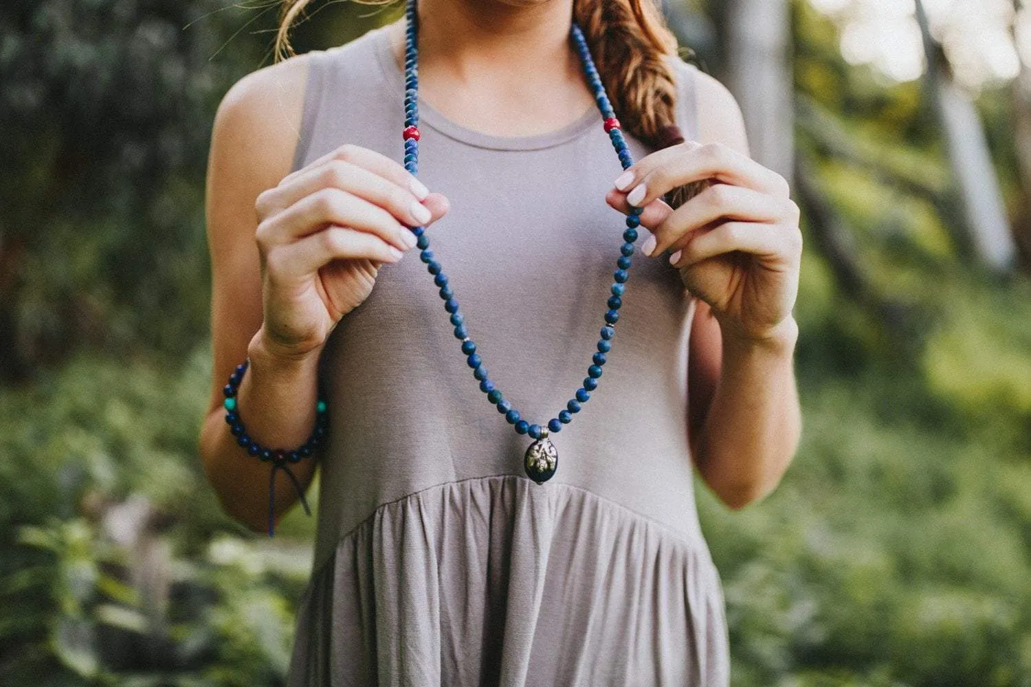 Enlightened Matte Lapis Pendant Mala