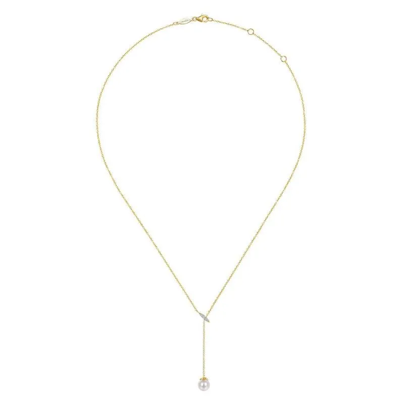 Gabriel & Co. 14k Yellow Gold Grace Pearl & Diamond Necklace