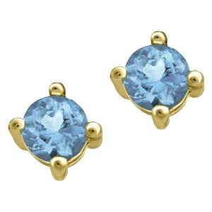 Gold Blue Topaz Stud Earrings