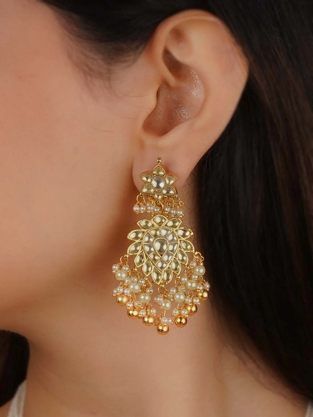 Gold Plated Jadau Kundan Necklace Set - MS2244