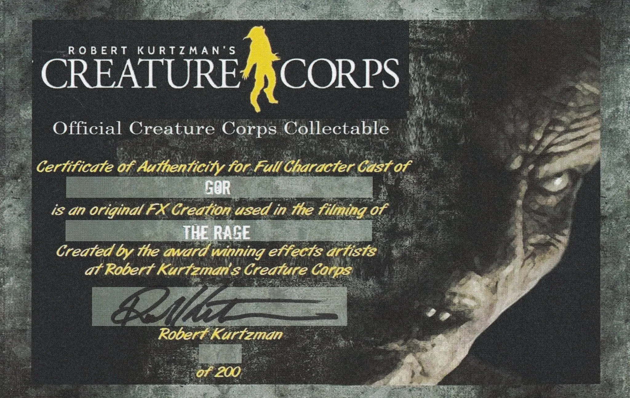 GOR Life Size Monster Bust by Robert Kurtzman & Creature Corps from the film - The Rage