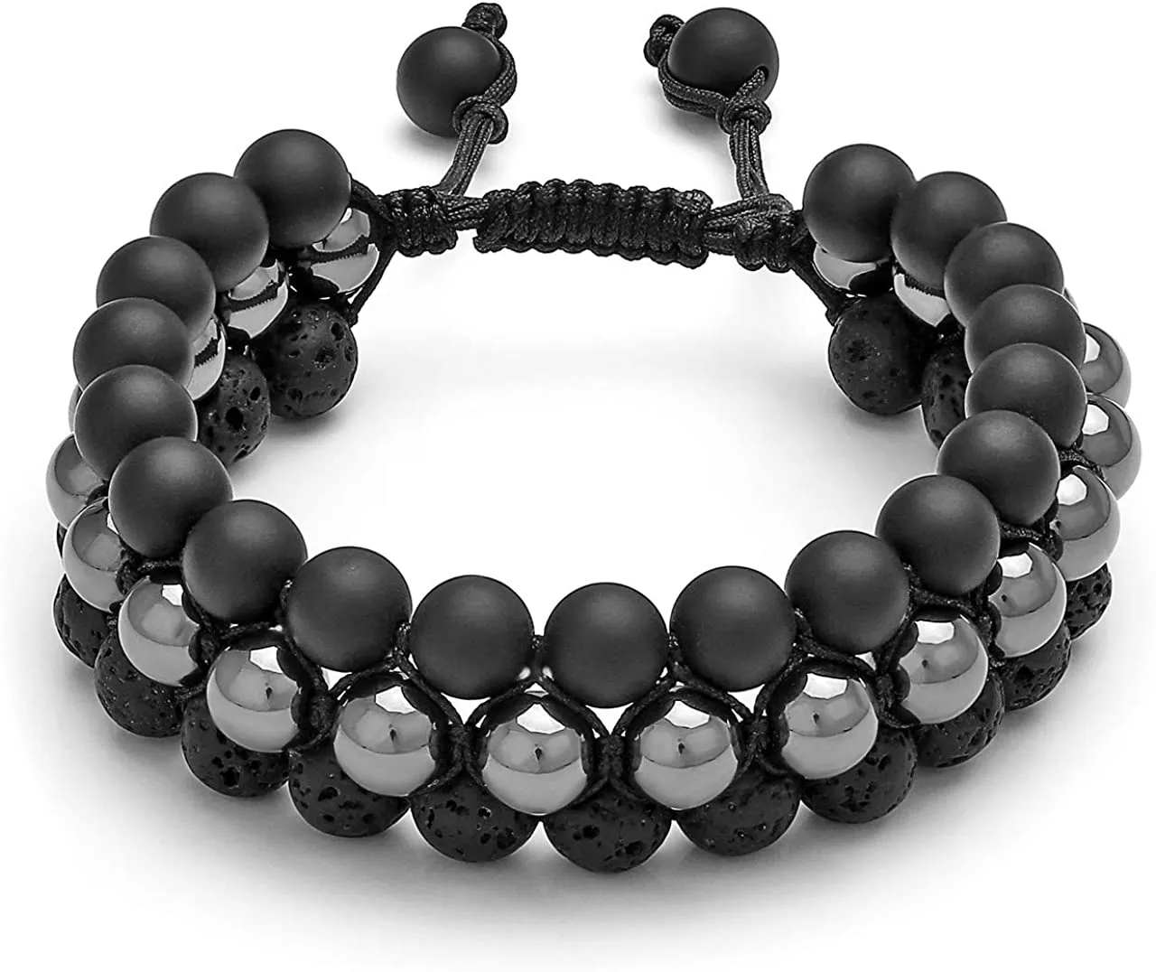 Hematite Matte Onyx Lava Rock Stones Healing Crystals Bracelet