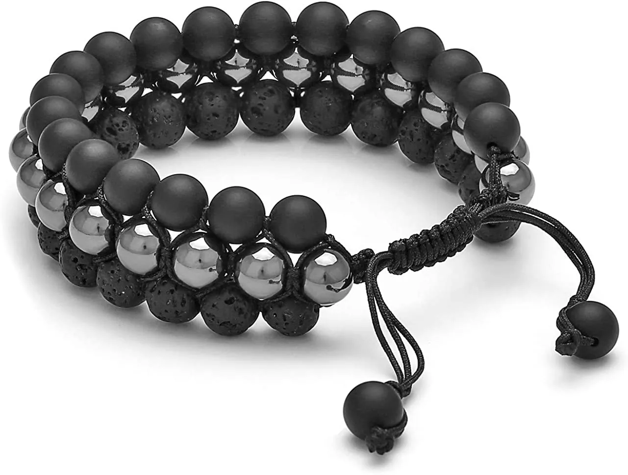 Hematite Matte Onyx Lava Rock Stones Healing Crystals Bracelet