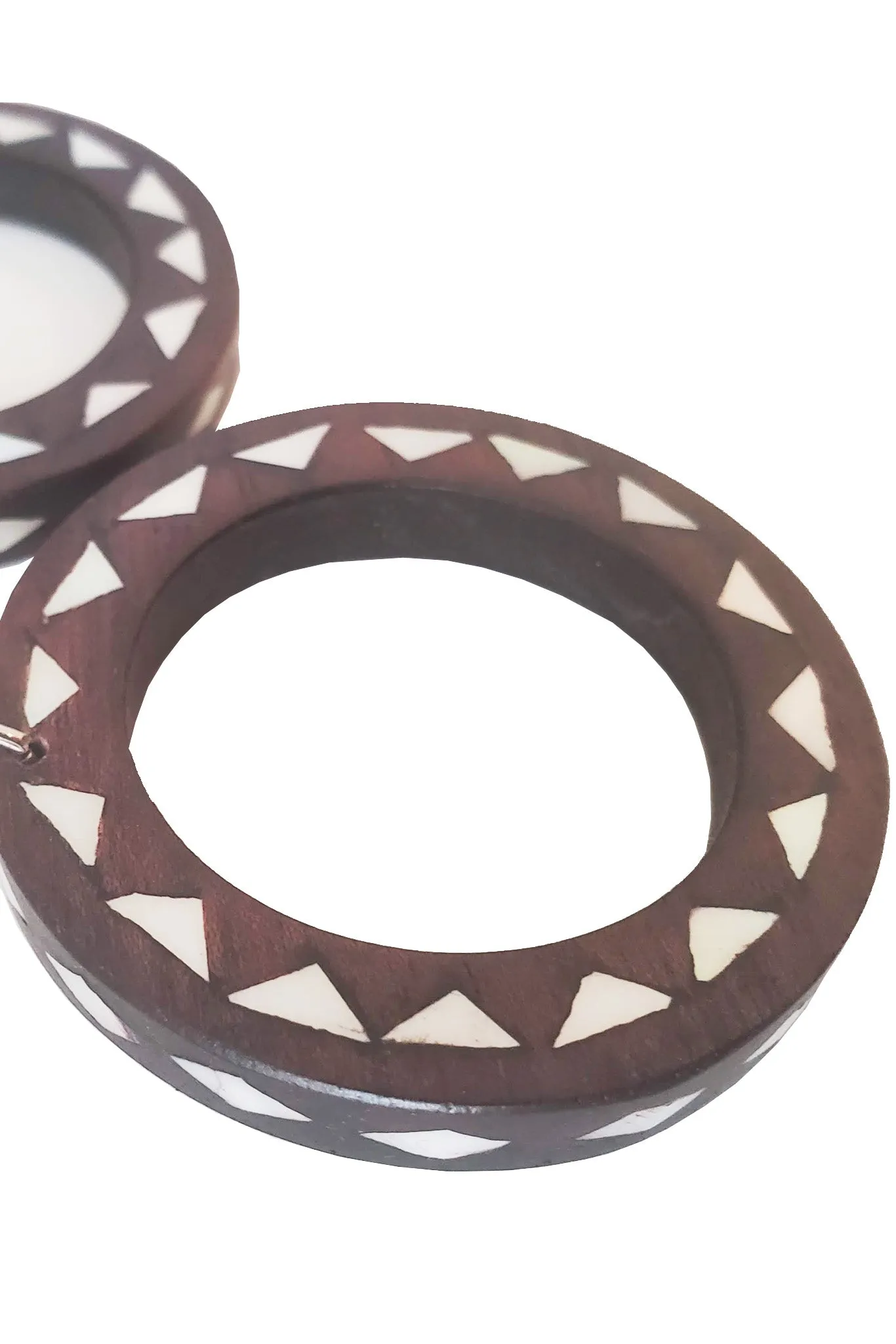 Maranao Mother of Pearl Inlaid Wooden Hoop Earrings
