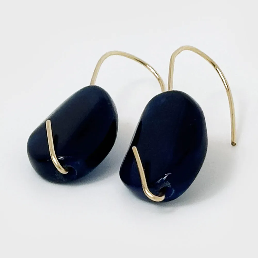 Midnight Blue| Gold Earrings