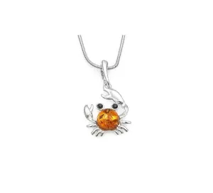 MILENA Amber Silver Crab Necklace