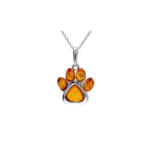 MILENA Amber Silver Paw Necklace