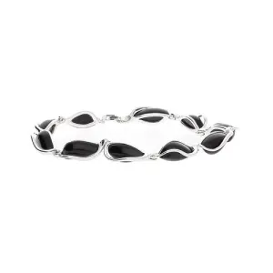 MILENA Bracelet Silver and Marquise Shaped Onyx Stones