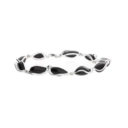 MILENA Bracelet Silver and Marquise Shaped Onyx Stones