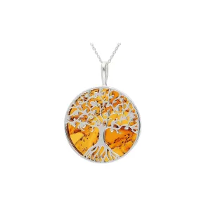 MILENA Necklace Silver and Baltic Amber - X Small Tree of Life