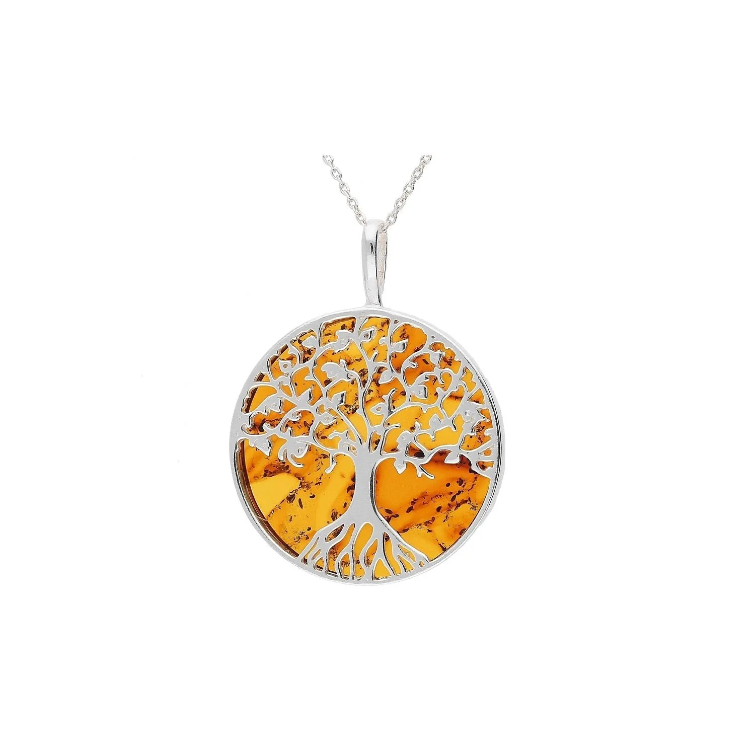 MILENA Necklace Silver and Baltic Amber - X Small Tree of Life