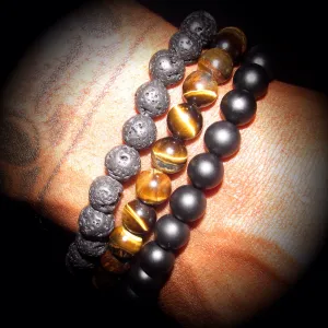 Motivation Beaded Bracelet Tiger Eye Onyx Lava