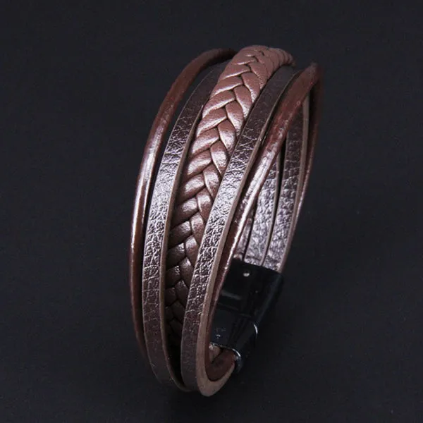 Multi-Layer Leather Mixed Rope Braided Bracelet 多層皮革混合繩編織手鍊 KJBR16065