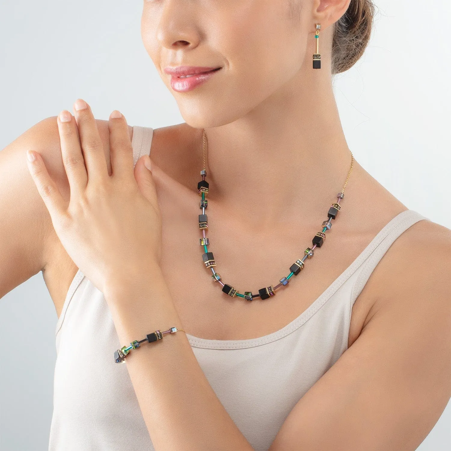 Multicolor GeoCube Chain Bracelet