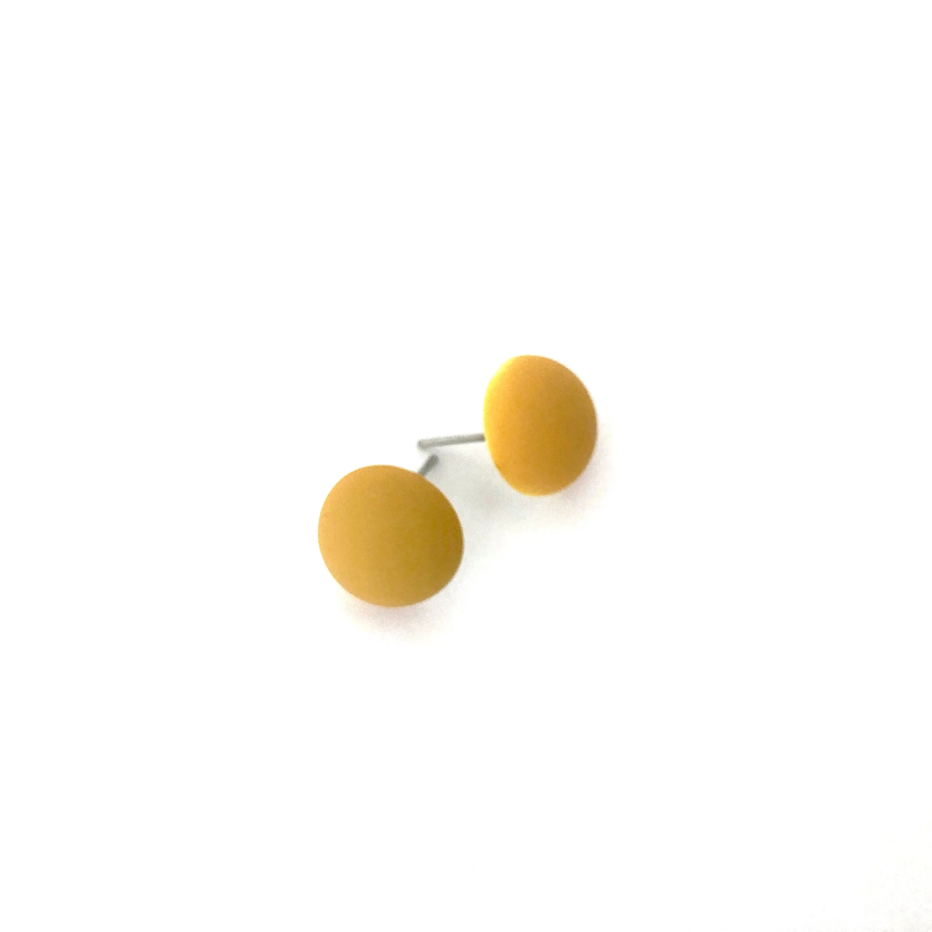 Mustard Velvet Retro Button Stud Earrings