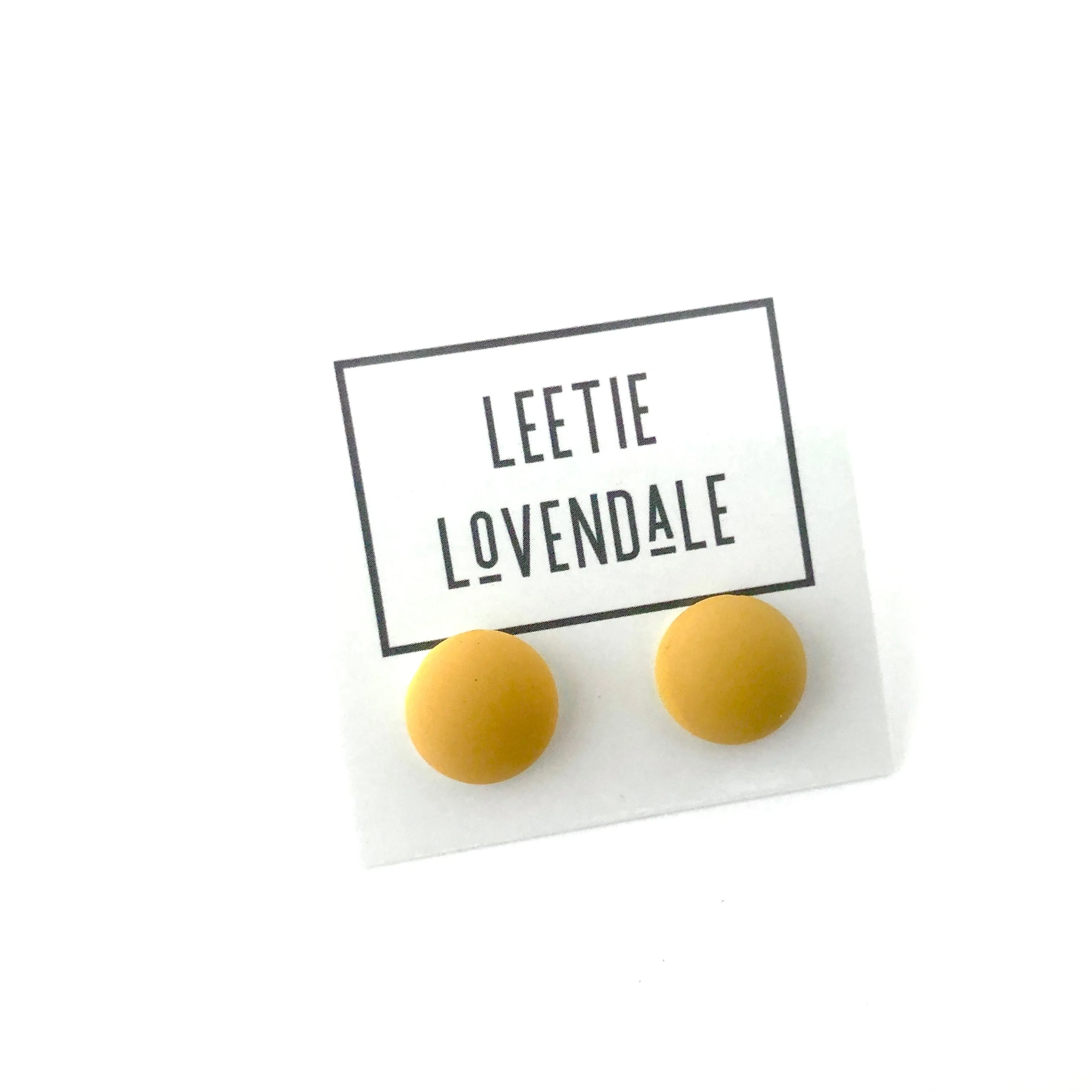 Mustard Velvet Retro Button Stud Earrings
